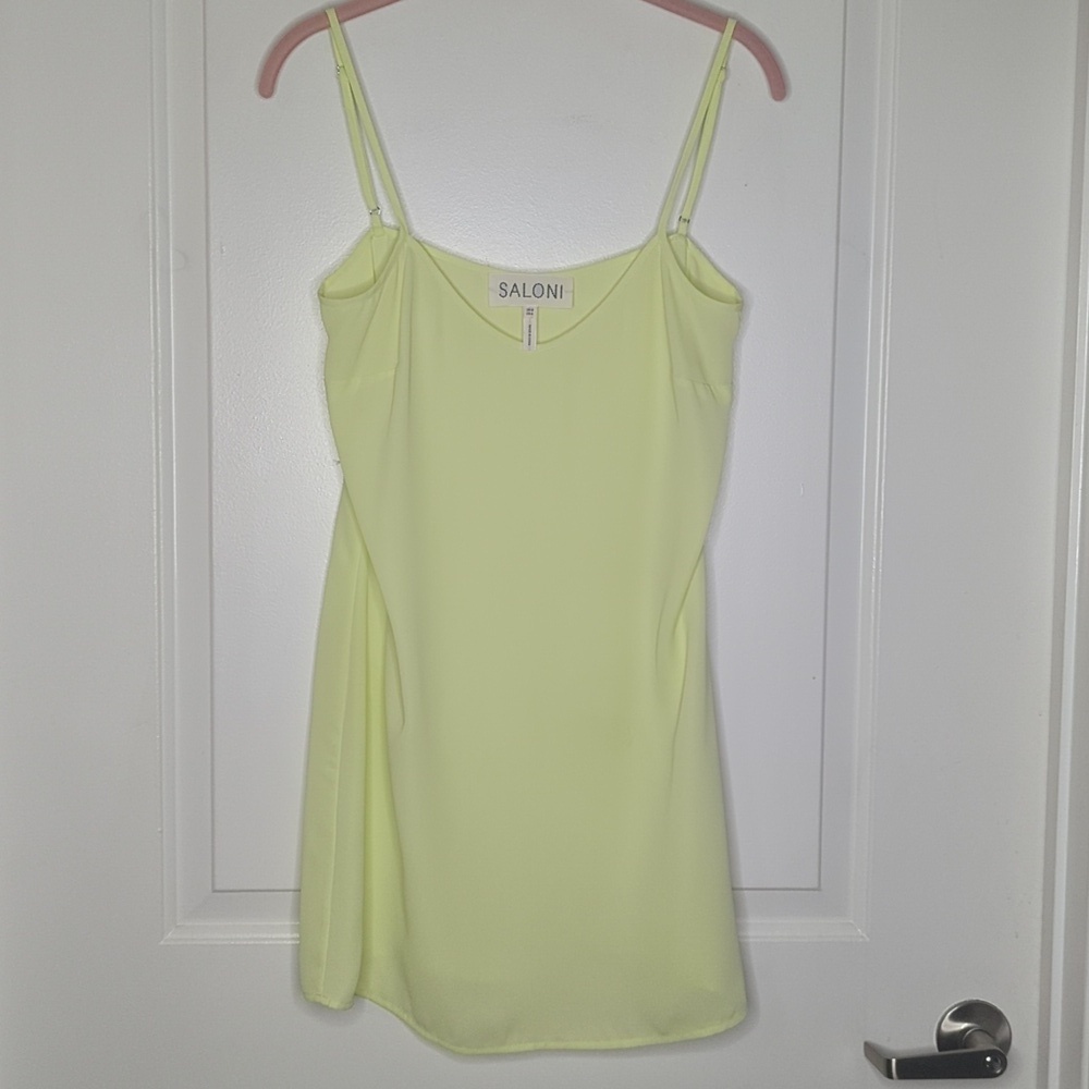 Saloni Camisole Slip Dress Flirty Lightweight Fairy Chartreuse 4 - Picture 4 of 10